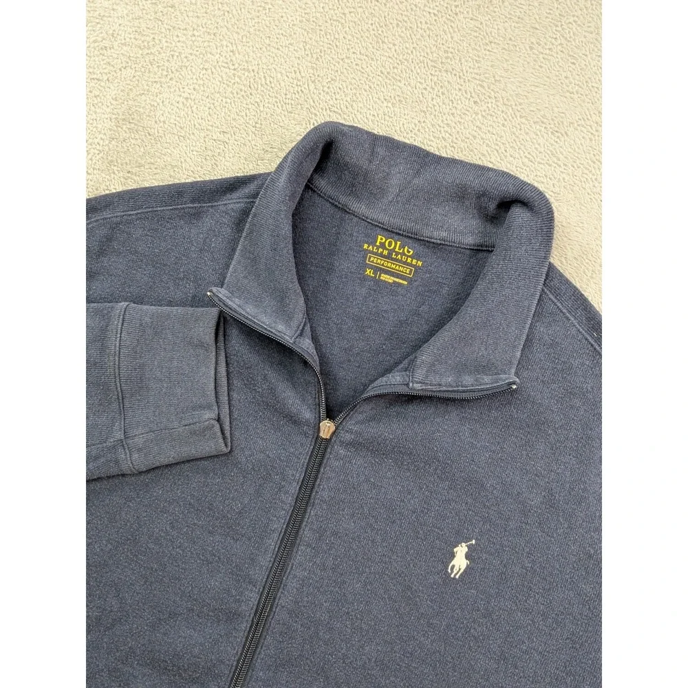 Polo Ralph Lauren Performance Mens XL Full Zip Sweatshirt Navy Blue Heather